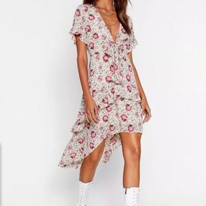 Floral V Neck High-Low Midi Dress from Nasty Gal. US Size 6